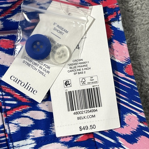 Nwt Crown & Ivy Caroline Shorts 14 Stretch Twill Classic Fit Blue Prairie‎ Artsy - Picture 12 of 13